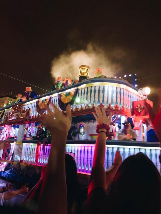 Mardi Gras celebrations in New Orleans, Louisiana, include many colorful costumes and parades.