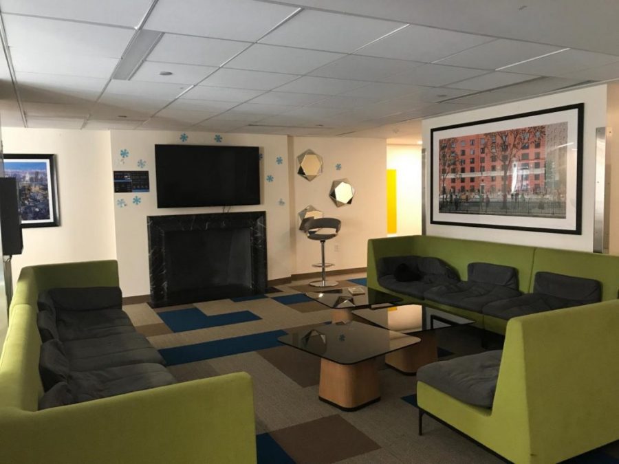 The second floor lounge in Lipton Residence Hall.