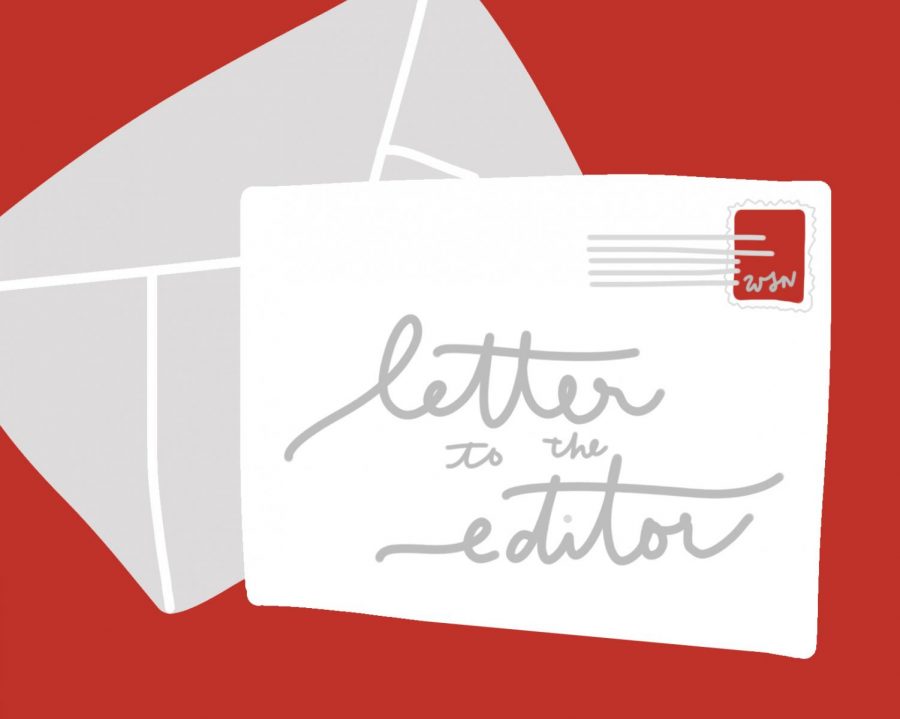 Illustration of a white+card+with+a+red+stamp+in+the+right+corner+on+the+card+the+words+%E2%80%9Cletter+to +editor%E2%80%9D+in+cursive+style .+Behind+the+card+is a+gray+envelope.