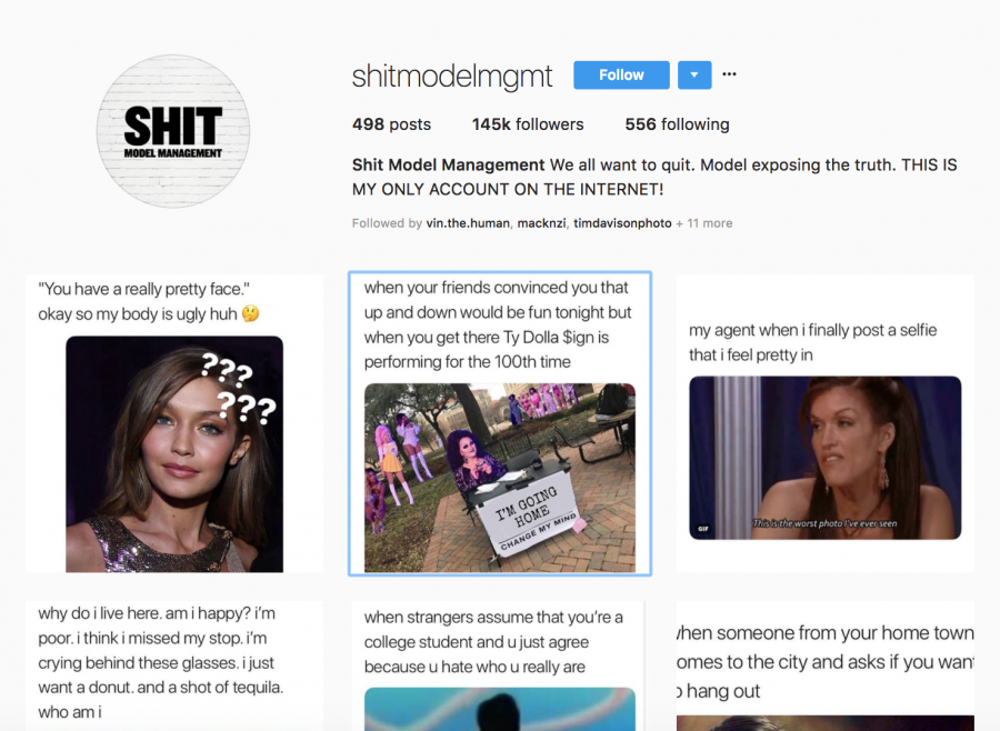 The Instagram page for Shit Model Management (@shitmodelmgmt).