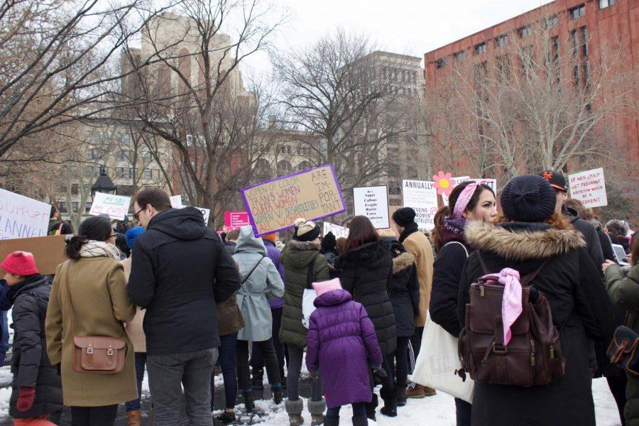 A pro-planned parenthood rally on Feb. 11, 2017 in Washington Square Park.