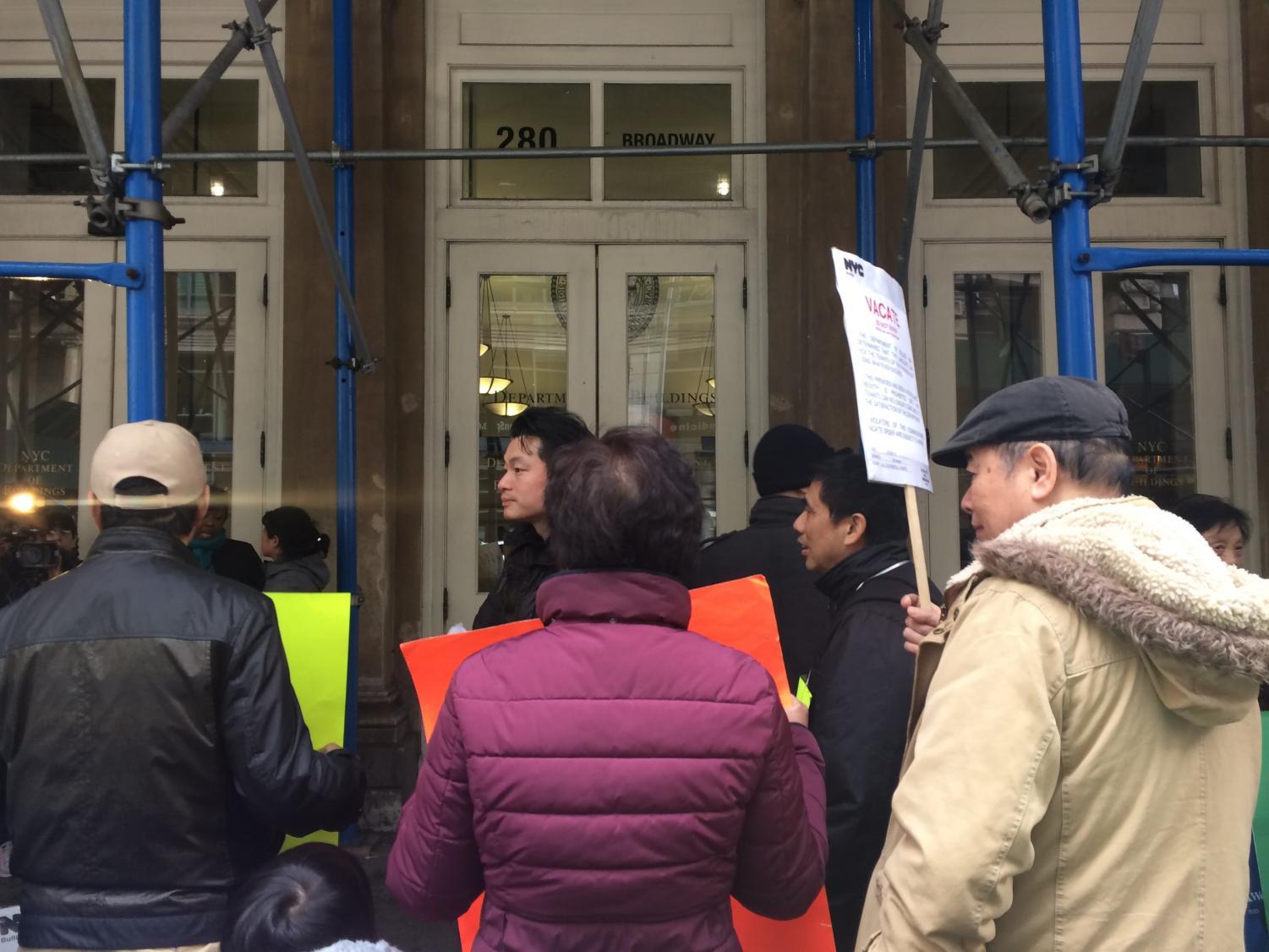 Evicted+85+Bowery+Tenants+Protest+Outside+Department+of+Buildings+Office
