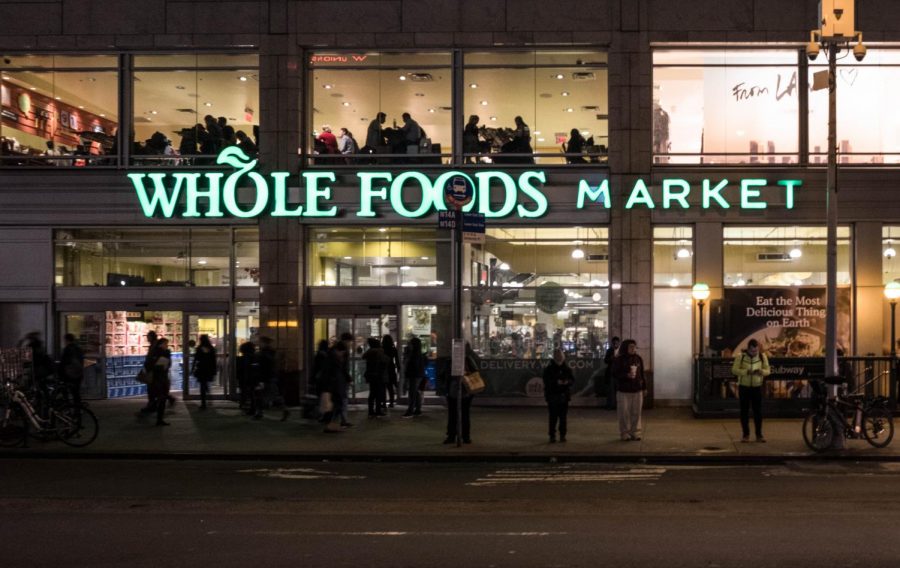 Whole Foods Market on Union Square is a traditional grocery store that offers the option to shop for groceries online through Amazon Prime Now.