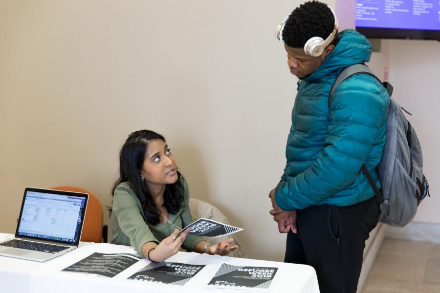 An NYU Student tables for Refugee Week 2018.