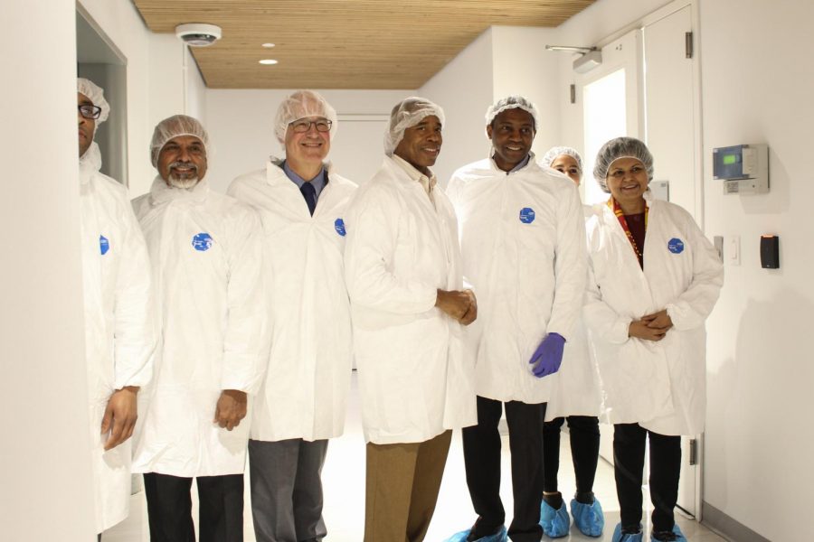 NYU administrators stand outside Tandon’s new clean room