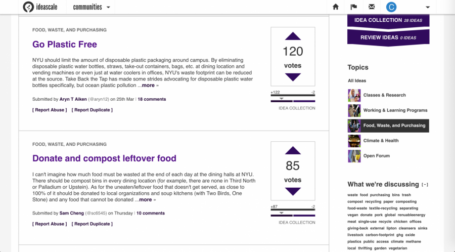 A screenshot of the new Sustainability at NYU forum.