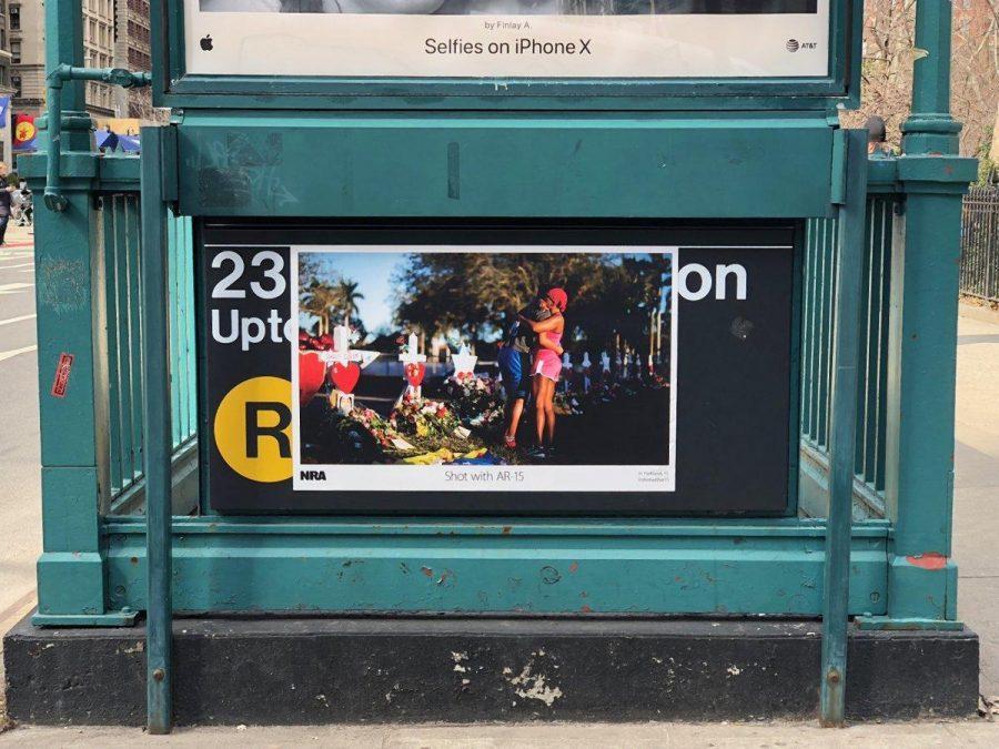 The "Shot by AR-15" campaign has been making waves in subway stations around the city.