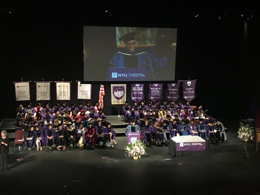 Dean of the Silver School of Social Work Neil Guterman making his first address as the newest dean of the school. 