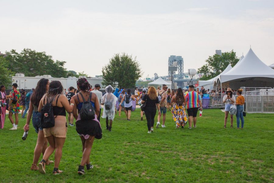Hundreds of people leaving Panorama Music Festival as security led them toward emergency exits. 