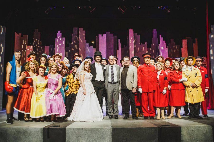 The cast and crew of Guys and Dolls with President Andrew Hamilton.