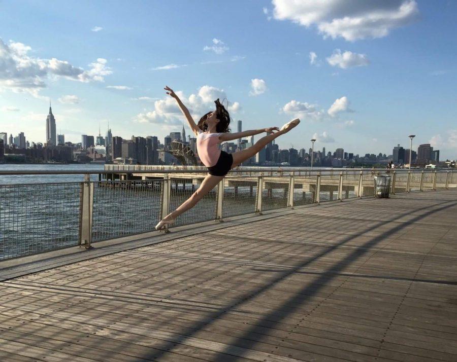 Catherine Devine, a sophomore in CAS, dancing.