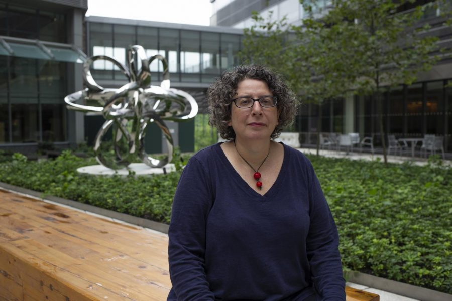 Dr. Anna Nolan in the courtyard of the new Science Building at NYU Langone.