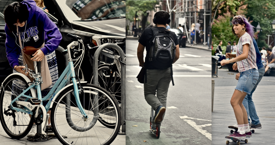 Biking, scootering and skateboarding are some of the many ways students get from home to class.