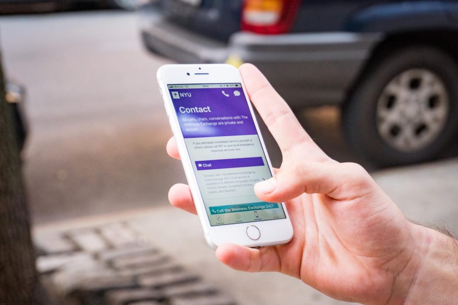 The NYU Wellness app allows students to directly chat with Wellness Exchange counselors.