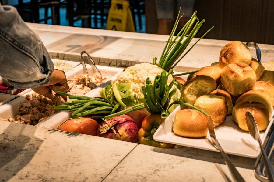 Decorative vegetables on the salad bar in Third North dining hall.