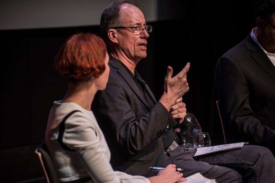 Thomas Drake, who was indicted under the Espionage Act for disclosing classified documents in 2010, speaks at a panel discussion about whistleblowing at Gallatin on Thursday. (Photo by Sam Klein)