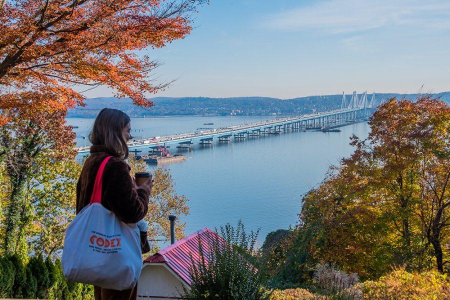 Gallatin junior Nina Lehrecke looks out at the Tappan Zee Bridge from her house in Rockland County, New York. Nina commutes to and from NYU at least once per week. (Photo by Sam Klein)