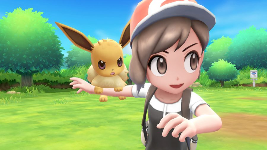  A player with Eevee in the new Pokemon game Pokémon: Lets Go, Eevee! (via twitter.com)
