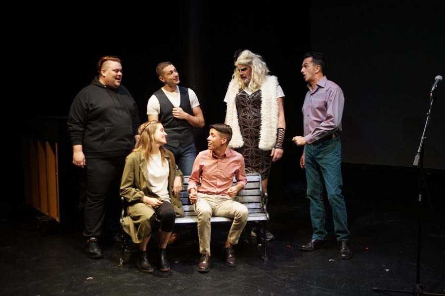 The cast of Living With..., a production by NYU Steinhardts Drama Therapy department that explores the current HIV/AIDS crisis. (Courtesy of Sarah Binney, Steinhardt Public Affairs Specialist)