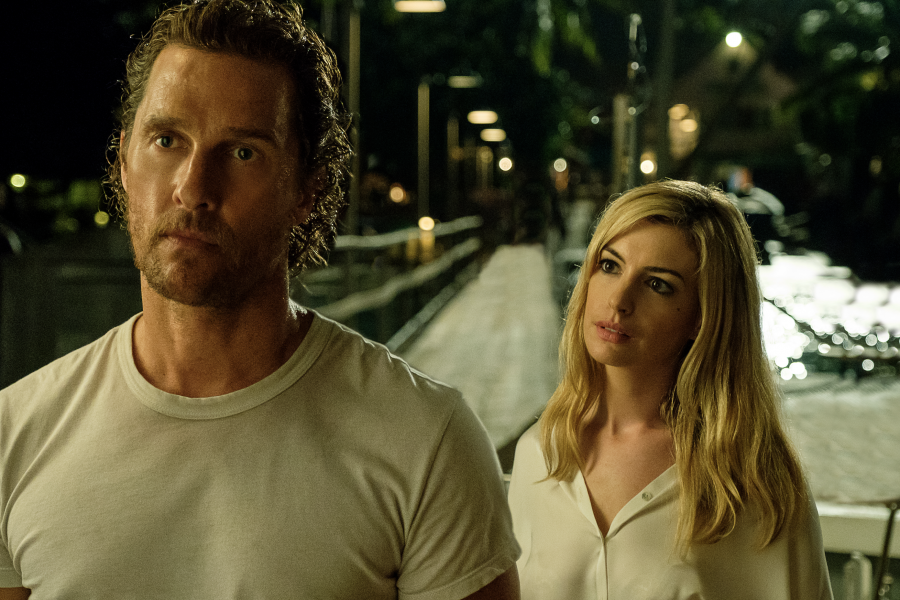 Karen (Anne Hathaway) brings turbulent tides to Baker Dill (Matthew McConaughey) as his past resurfaces in Serenity. (Courtesy of Aviron Pictures)