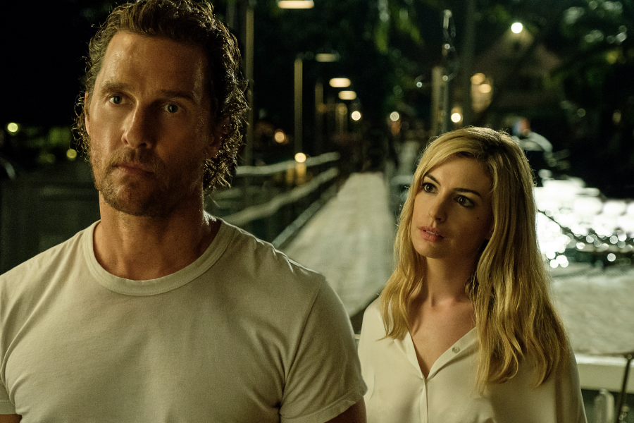 Karen (Anne Hathaway) brings turbulent tides to Baker Dill (Matthew McConaughey) as his past resurfaces in "Serenity." (Courtesy of Aviron Pictures)