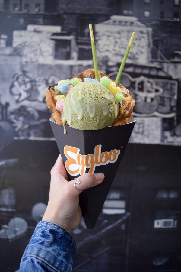 Green tea ice cream with a bubble cone from Eggloo. (Photo courtesy of Ceci Chen) 
