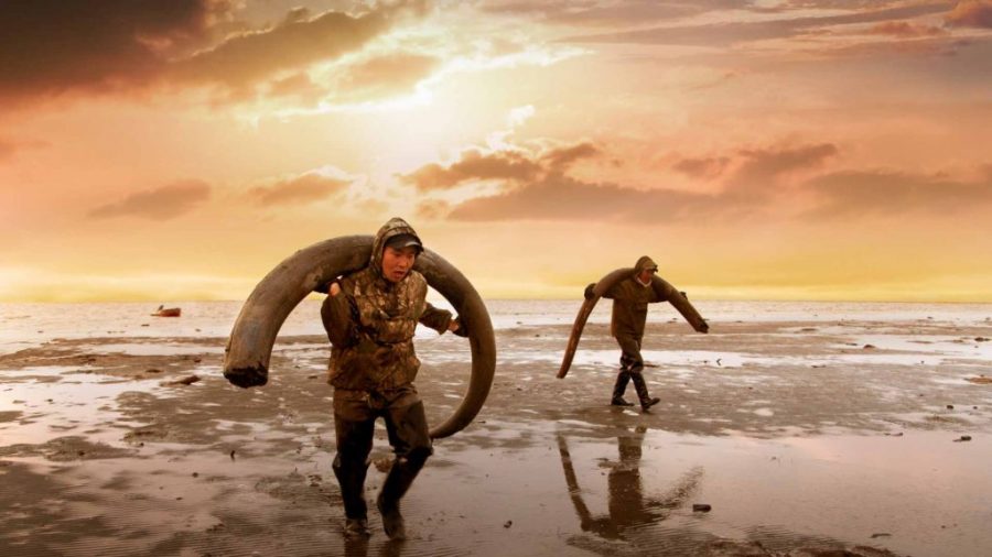 Yakuts carrying wooly mammoth tusks on the New Siberian Islands. Courtesy of KimStim.