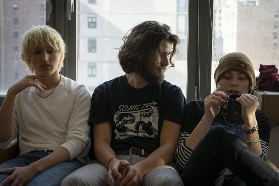 Gallatin sophomore Sam Slocum (left) and CAS sophomore Skyler Knapp (right) started their band, Been Stellar, while in high school. Now, they live together with fellow bandmate Tisch sophomore Nando Dale (center) in Gramercy Green Residence Hall. (Photo by Alana Beyer)