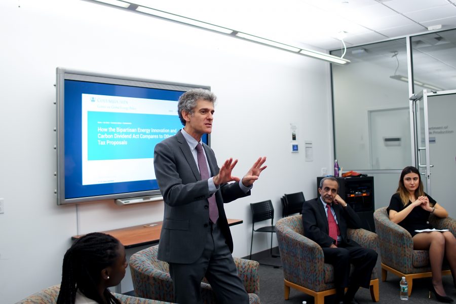 Cecil Scheib, NYU Assistant VP for Sustainability, talked about the sustainability of NYU buildings at UN Initiatives Climate Change Panel. (Staff Photo by Min Ji Kim)