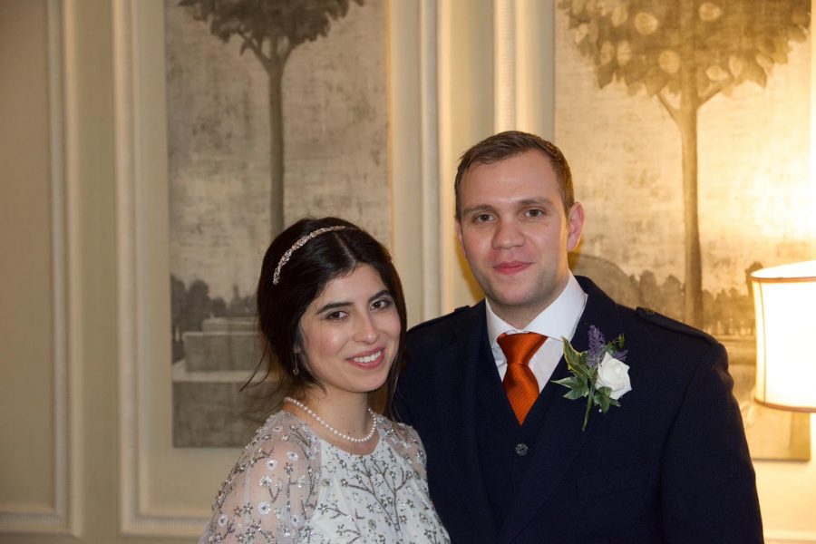 Matthew Hedges, a British doctoral student who was imprisoned last year in the UAE, and his wife, Daniela Tejada, at their wedding. (Courtesy of Matthew Hedges and Daniela Tejada)