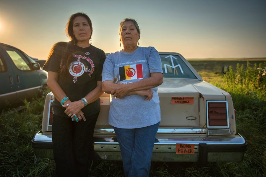 Activists Marcella Gilbert (Oohenumpa and Ihanktowan Bands of the Lakota and Dakota nations) and Madonna Thunder Hawk (Oohenumpa Lakota, enrolled citizen of the Cheyenne River Sioux Tribe), in the documentary 