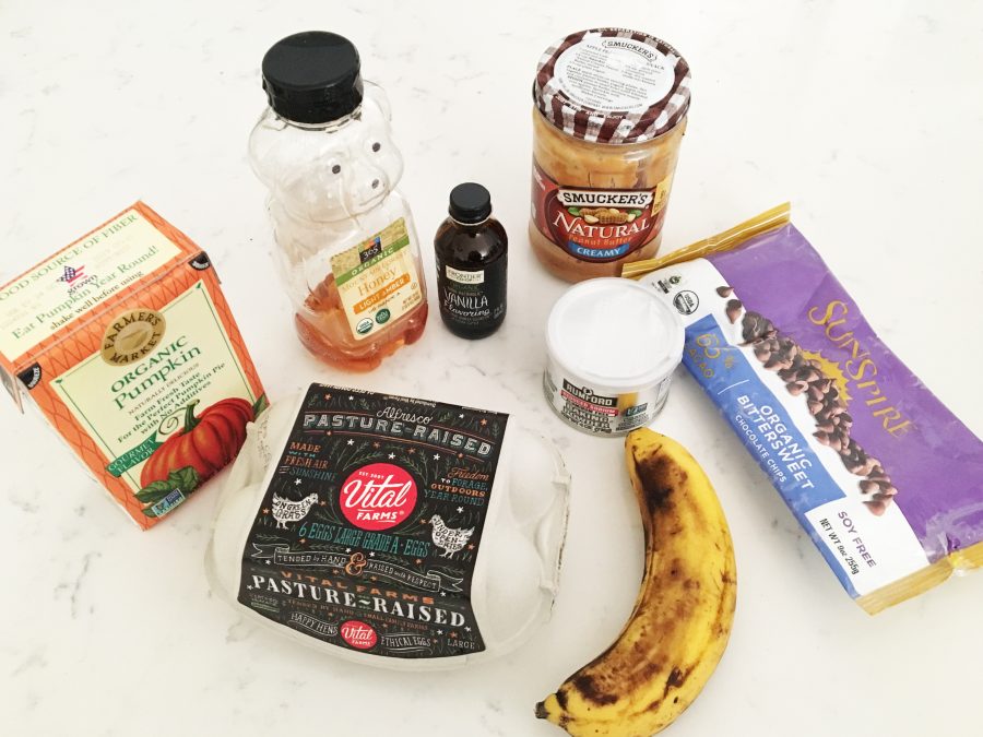 The ingredients needed for this special recipe of pumpkin peanut butter muffins. (Photo by Celina Khorma) 