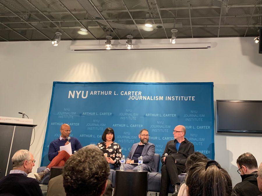 Speakers at the Fake News talk at NYU Journalism (Photo by Meghna Maharishi)