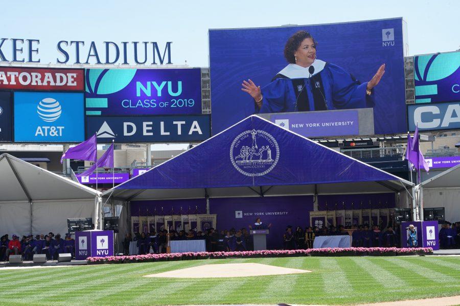 Poet Elizabeth Alexander gave this years commencement speech, which focused on the power of language and its connections to freedom. (Photo by Alana Beyer)