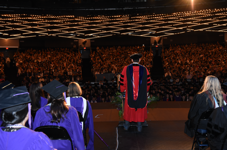 Steinhardt+Dean+Dominic+Brewer+addresses+the+audience+at+the+schools+undergraduate+commencement+on+Tuesday.+This+is+Brewers+last+commencement+as+dean%2C+as+he+will+be+leaving+NYU+after+this+semester.+%28via+Steinhardt%29