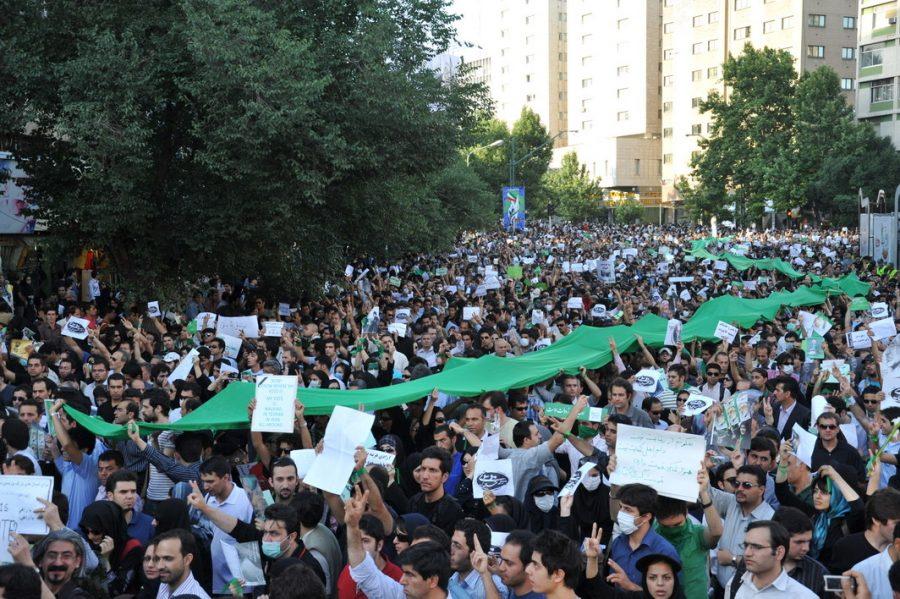 The Green Movement protests in Tehran, which were largely organized through and influenced by Twitter and other social media in 2009. (via Wikipedia)