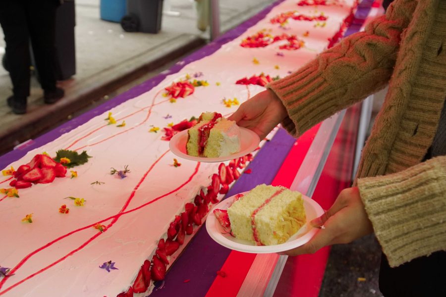 Program Board hosted its annual Strawberry Fest on Friday, featuring the longest strawberry shortcake in New York City. (Photo by Chelsea Li)