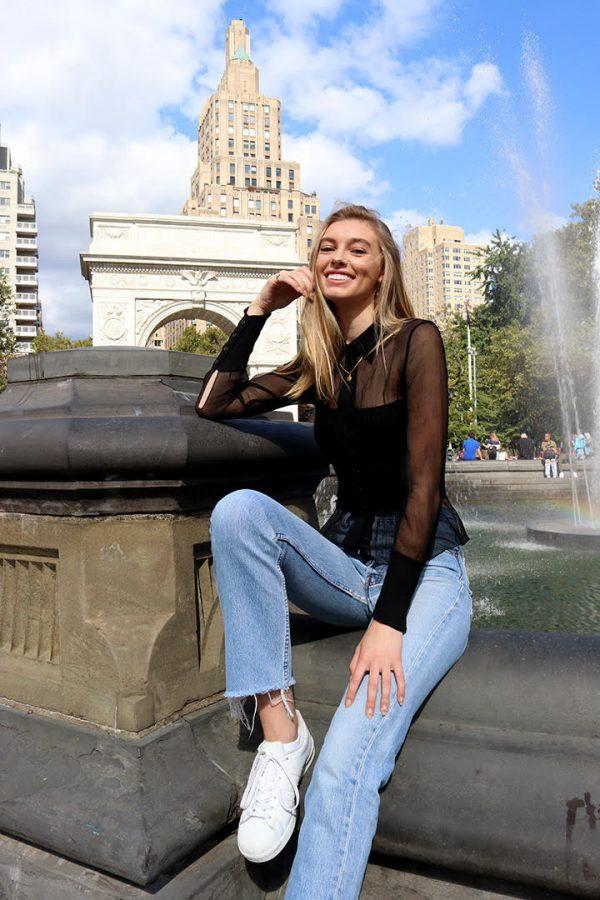 Hannah Tribolet poses in Washington Square Park. (Photo by Talia Barton)