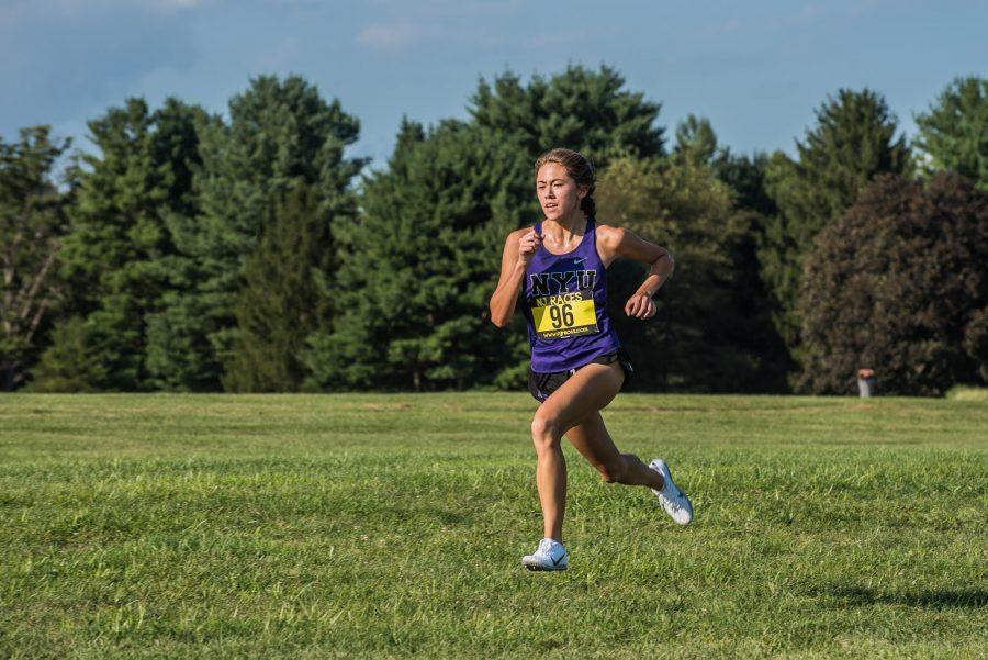 First-year Siena Moran has been the top NYU finisher at all three meets this fall, leading the Violets to a ninth-place regional ranking. (Staff Photo by Sam Klein)