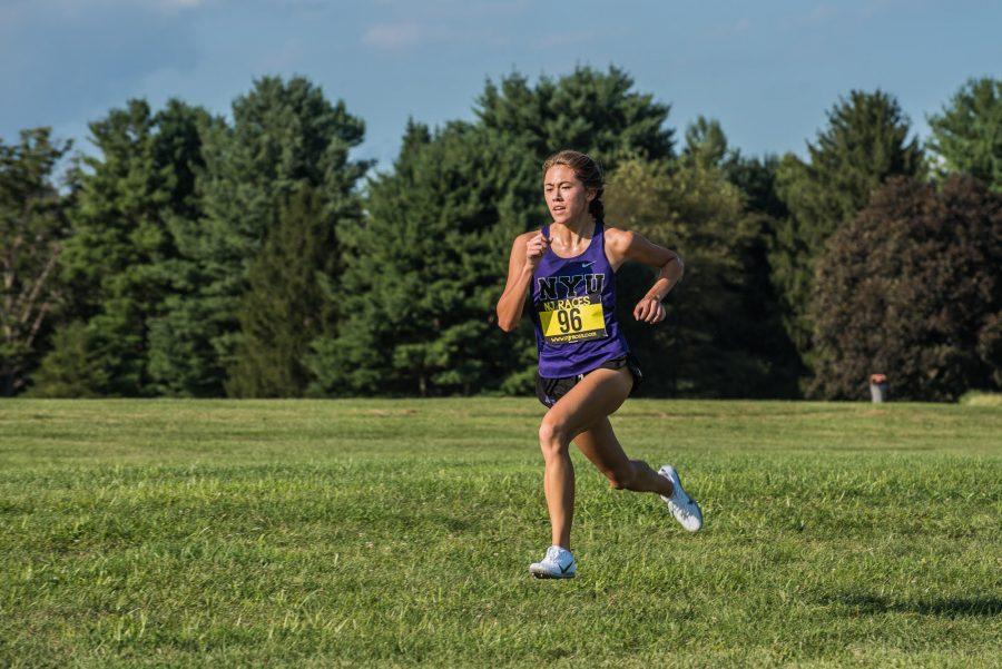 First-year+Siena+Moran+has+been+the+top+NYU+finisher+at+all+three+meets+this+fall%2C+leading+the+Violets+to+a+ninth-place+regional+ranking.+%28Staff+Photo+by+Sam+Klein%29