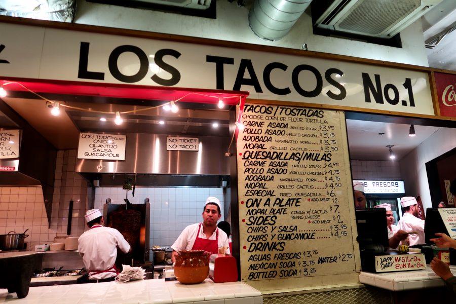 LOS TACOS No. 1 is a no-seating street style spot in Chelsea Market for tacos and other Mexican bites. (Staff Photo by Chelsea Li)