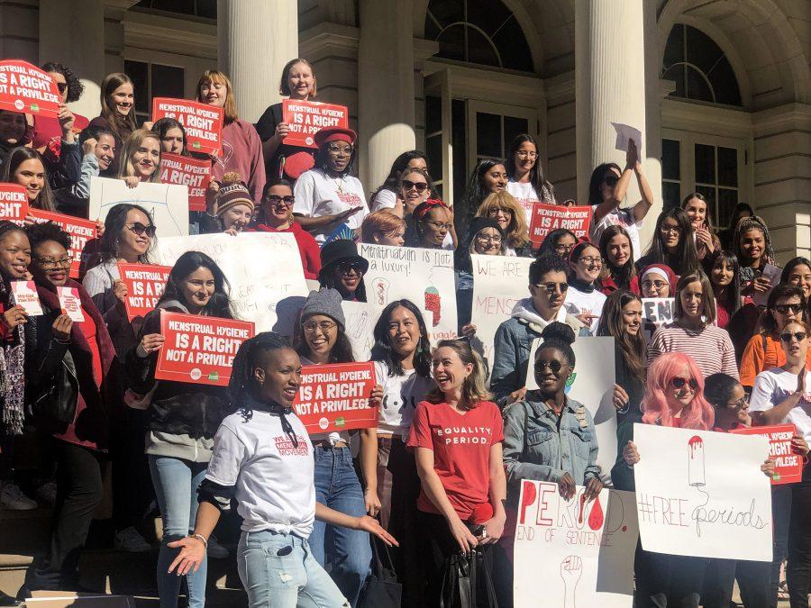 NYC activists gathered to rally against the “Tampon Tax.” Saturday Oct 19 was National Period Day. (Photo by Lisa Cochran)