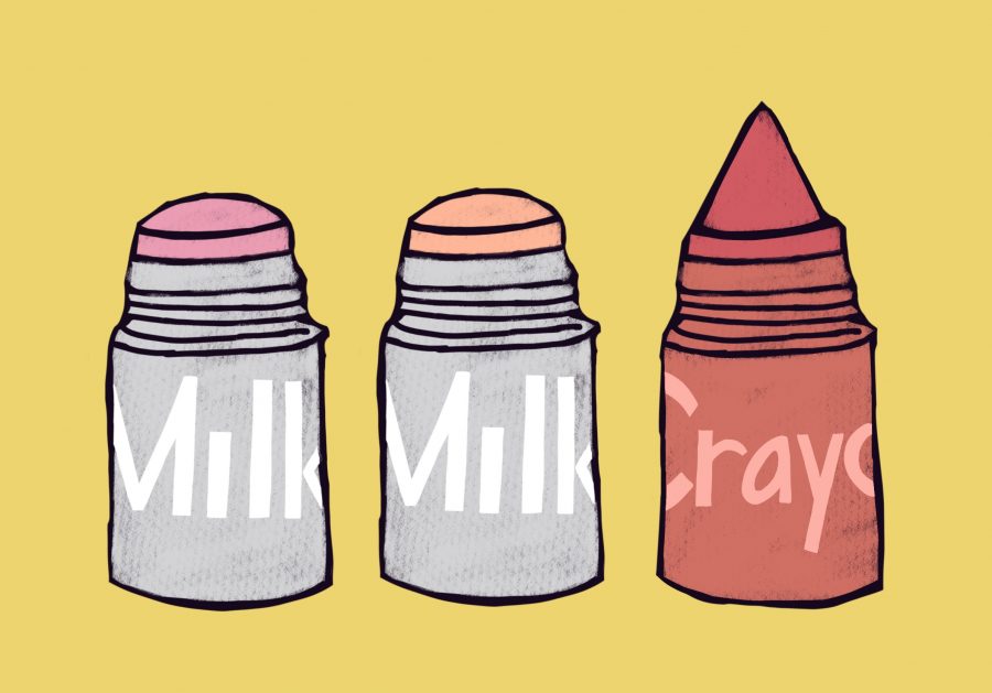 The first thought that popped into my head the moment I opened the color stick was that it looked like a giant crayon. The writer describes her experience using the popular Milk lip and cheek stick. (Staff Illustration by Min Ji Kim)