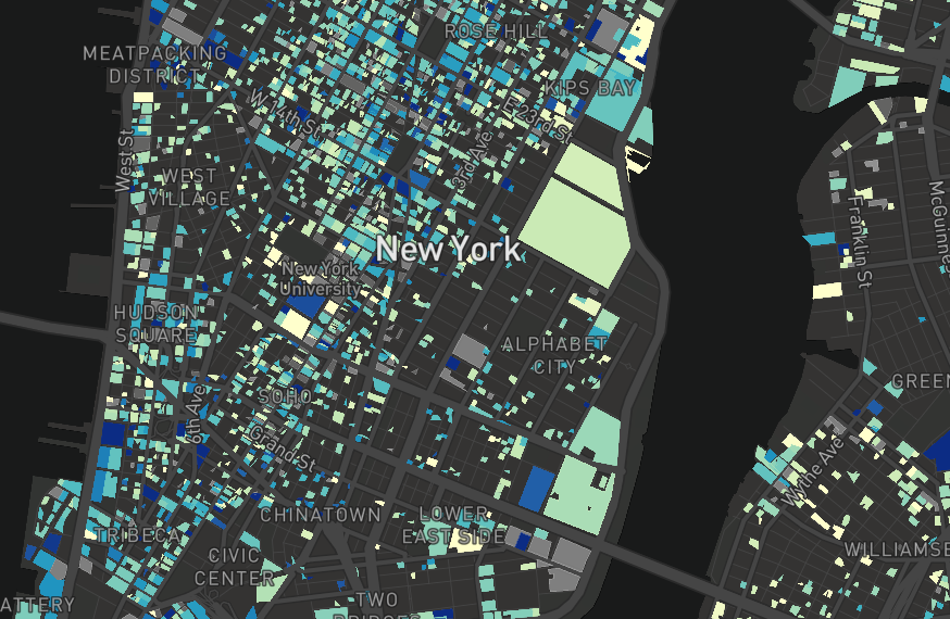 Interactive map of NYC Energy & Water Performance launched by the Mayors Office of Sustainability and NYU Marron Institute of Urban Management. (Via NYU)