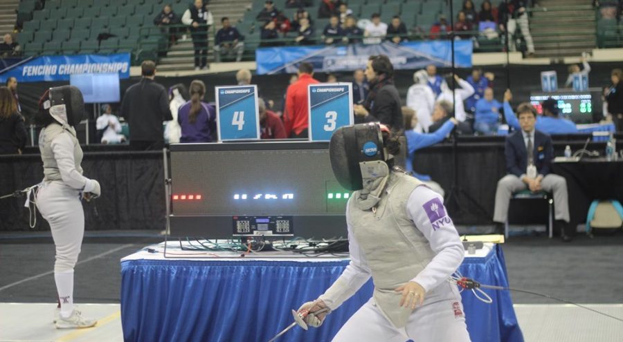 Sophomore Tiffany Luong competes at the NCAA Fencing Championships. (Via NYU Athletics)
