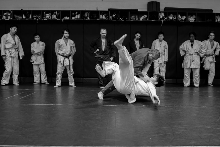 NYU+Judo+club+instructor+demonstrates+in+front+of+the+club+in+the+wrestling+room+in+palladium.+The+NYU+Judo+club+is+open+to+all+students%2C+faculty%2C+staff+and+alumni.+%28Photo+by+Tomer+Keysar%29