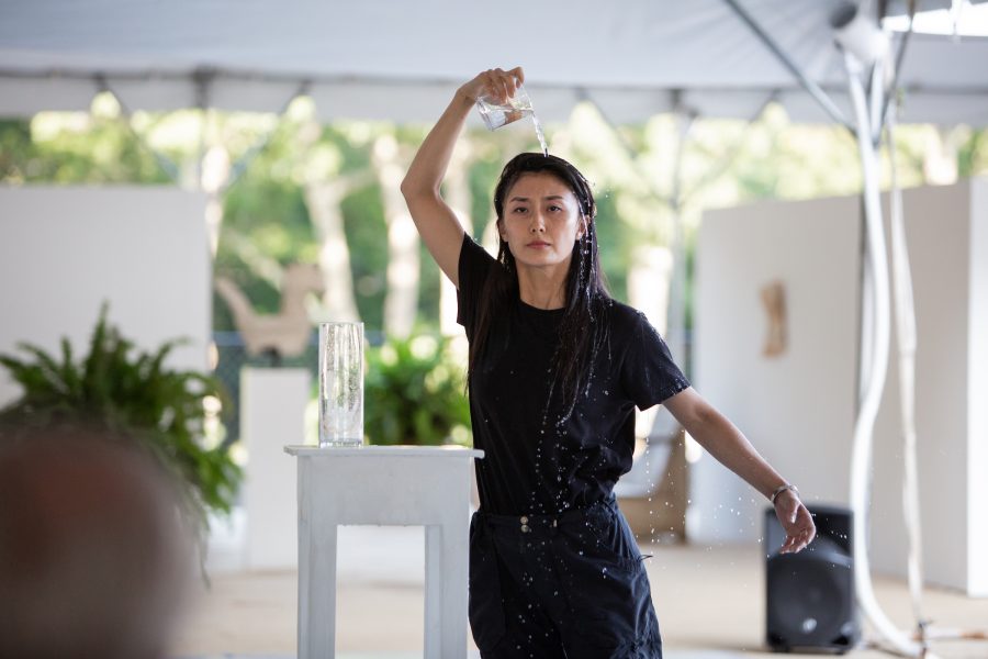 NiNi Dongnier in rehearsal for "Messiah" with Robert Wilson. (Photo by Chloé Bellemère)