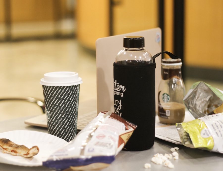 Pulling an all-nighter at Bobst means lots of coffee and snacks to get you through the night. (Photo by Alex Tran)