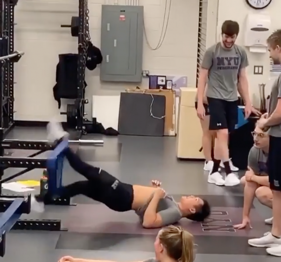 On October 29, NYU Strength and Conditioning posted a video of a student doing high velocity contractions on Instagram that garnered 57k views and went viral on other platforms as well. (via Instagram @nyu_strength)
