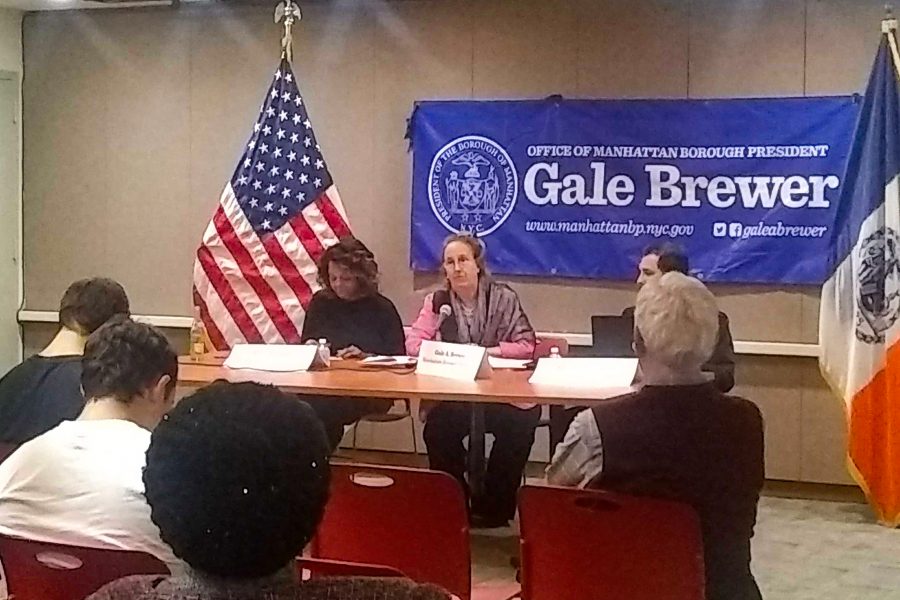 Manhattan Borough President Gale Brewer held a public hearing last Monday night to discuss the best way to religious buildings to share spaces for non-profit organizations. (Photo by Alexandria Johnson)